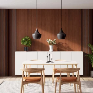 WS Antique Oak and Ribbon-Design Antique Oak with Black RecoSilent in dining room