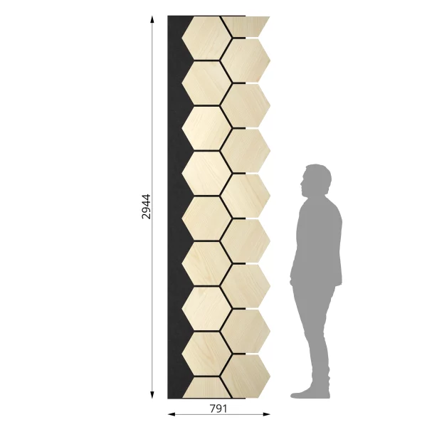 Ribbon-Hexagon Diamond Ash startpanel with dimensions