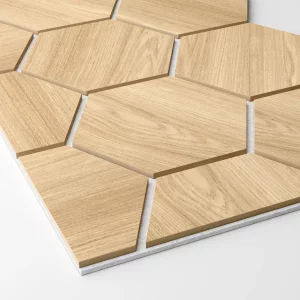 Ribbon-Hexagon Diamond Oak start panel with white acoustic felt