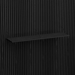 Brace wall shelf 1800 Diamond Black Ash black console with Black Diamond Ash acoustic panels