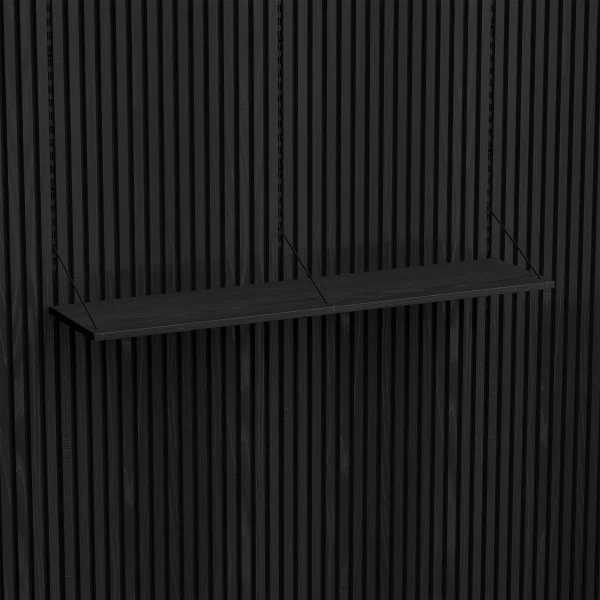 Brace wall shelf 1800 Diamond Black Ash black console with Black Diamond Ash acoustic panels