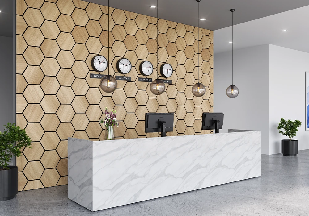 Hexagon Diamond Oak in lobby